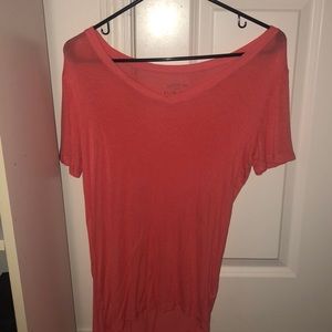 A pink v neck top
